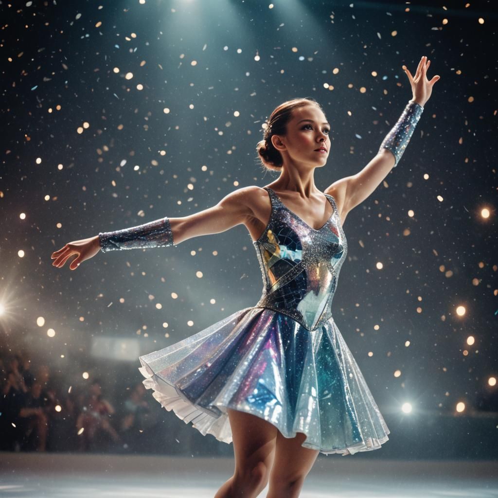 Spectacular Figure Skater in Holographic Dress