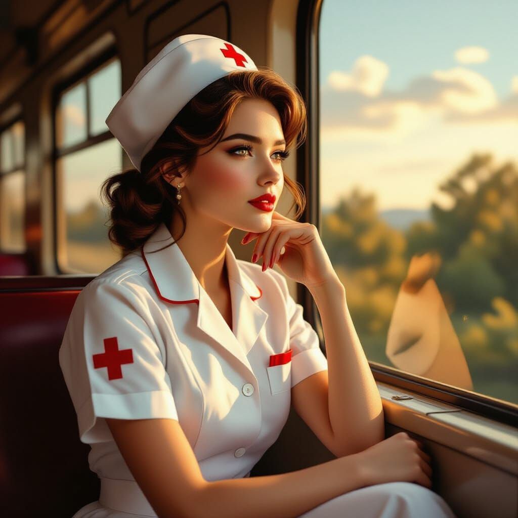 Nostalgic Nurse in Golden Sunlight