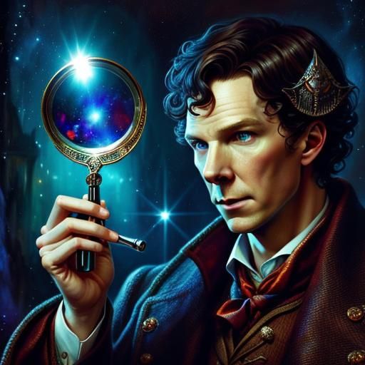 Sherlock Holmes Close-up Oil Painting Portrait