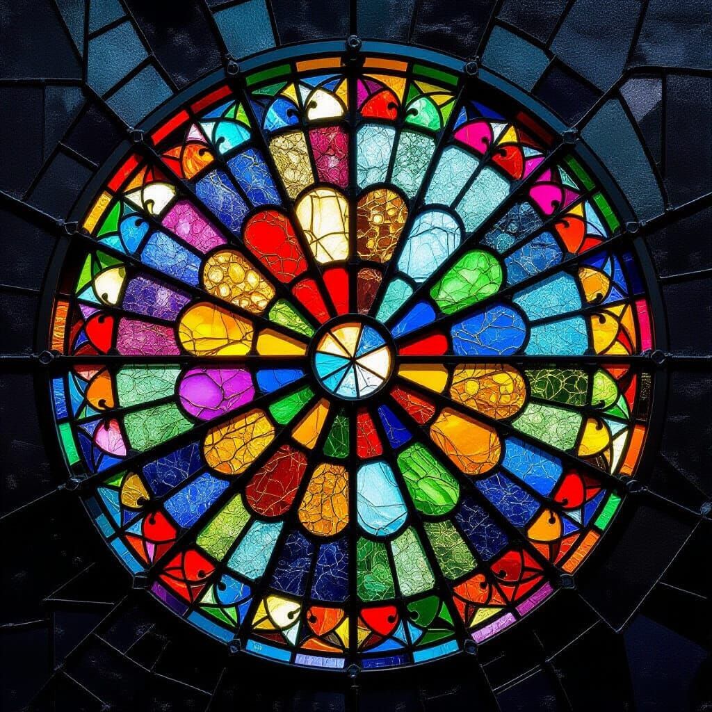 Shattered Stained Glass Gleams with Kaleidoscopic Light
