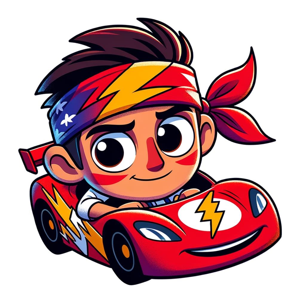 Boy Named Miguel Piloting Lightning McQueen Race Car