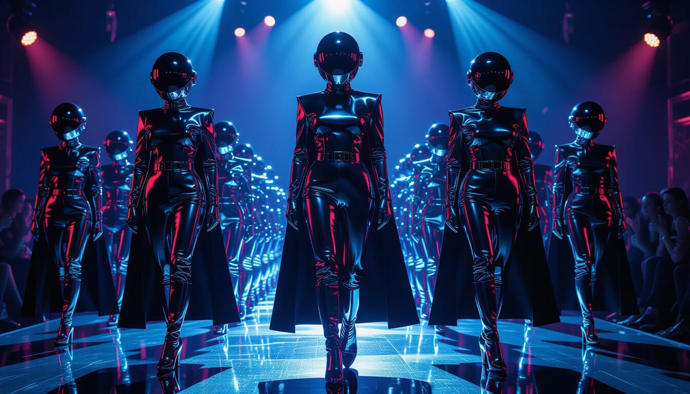 Sci-Fi Concept Art: Chrome Suits on Dark Stage