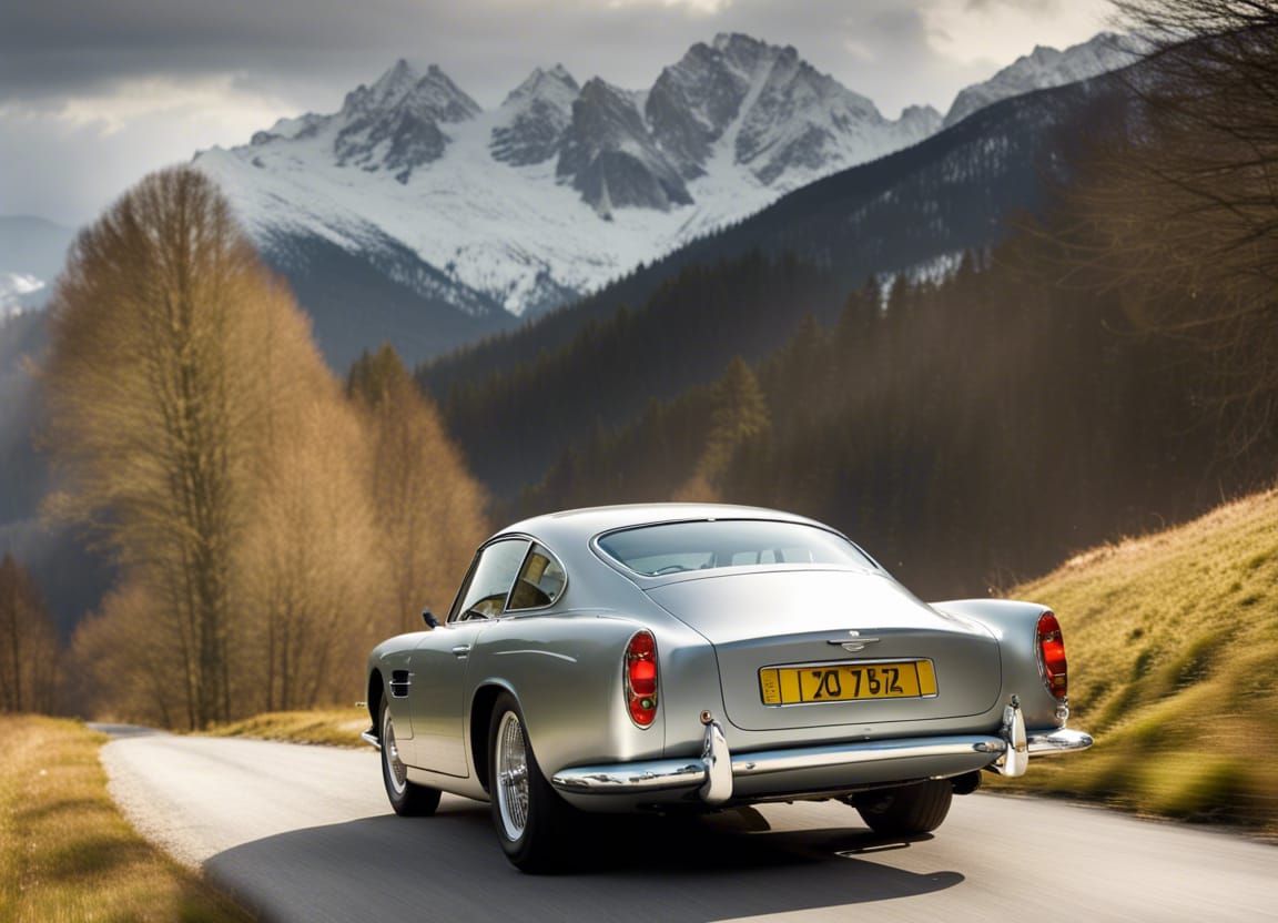Aston Martin DB5 in the Alps