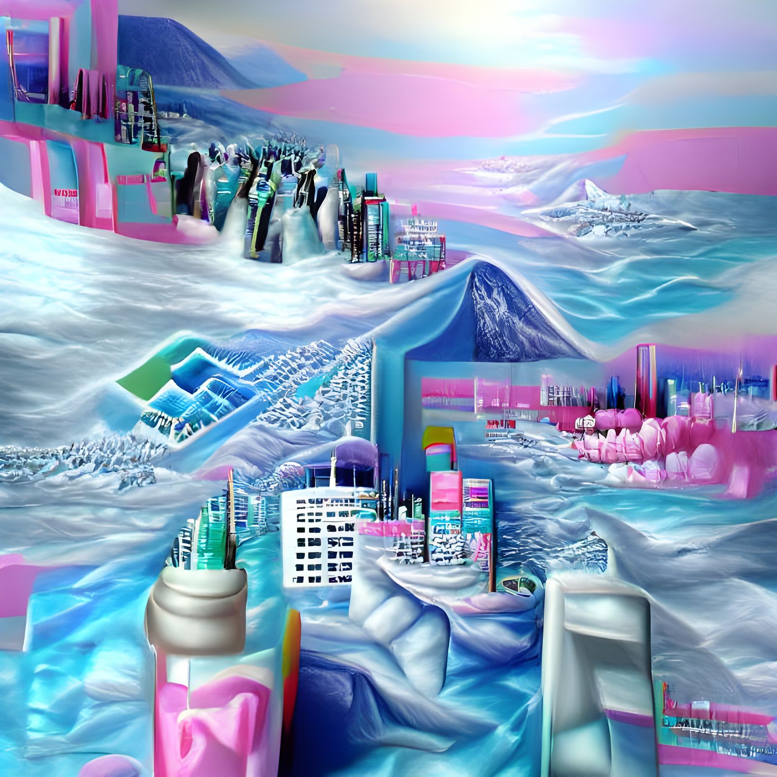 Vaporwave Arctic City Dream Painting