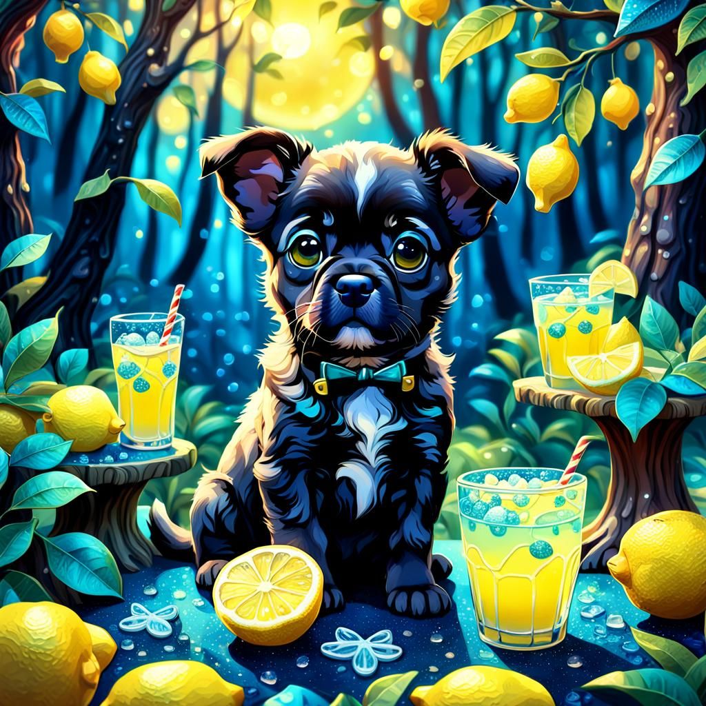Puppy in Lemonade Forest: Fantasy Concept Art