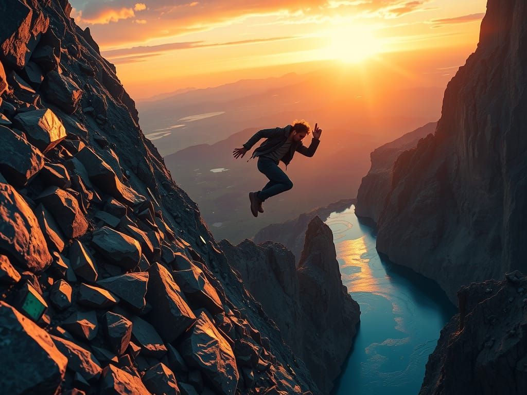 Daredevil Treasure Hunter Pursues Glimmering Gems Amidst Vib...