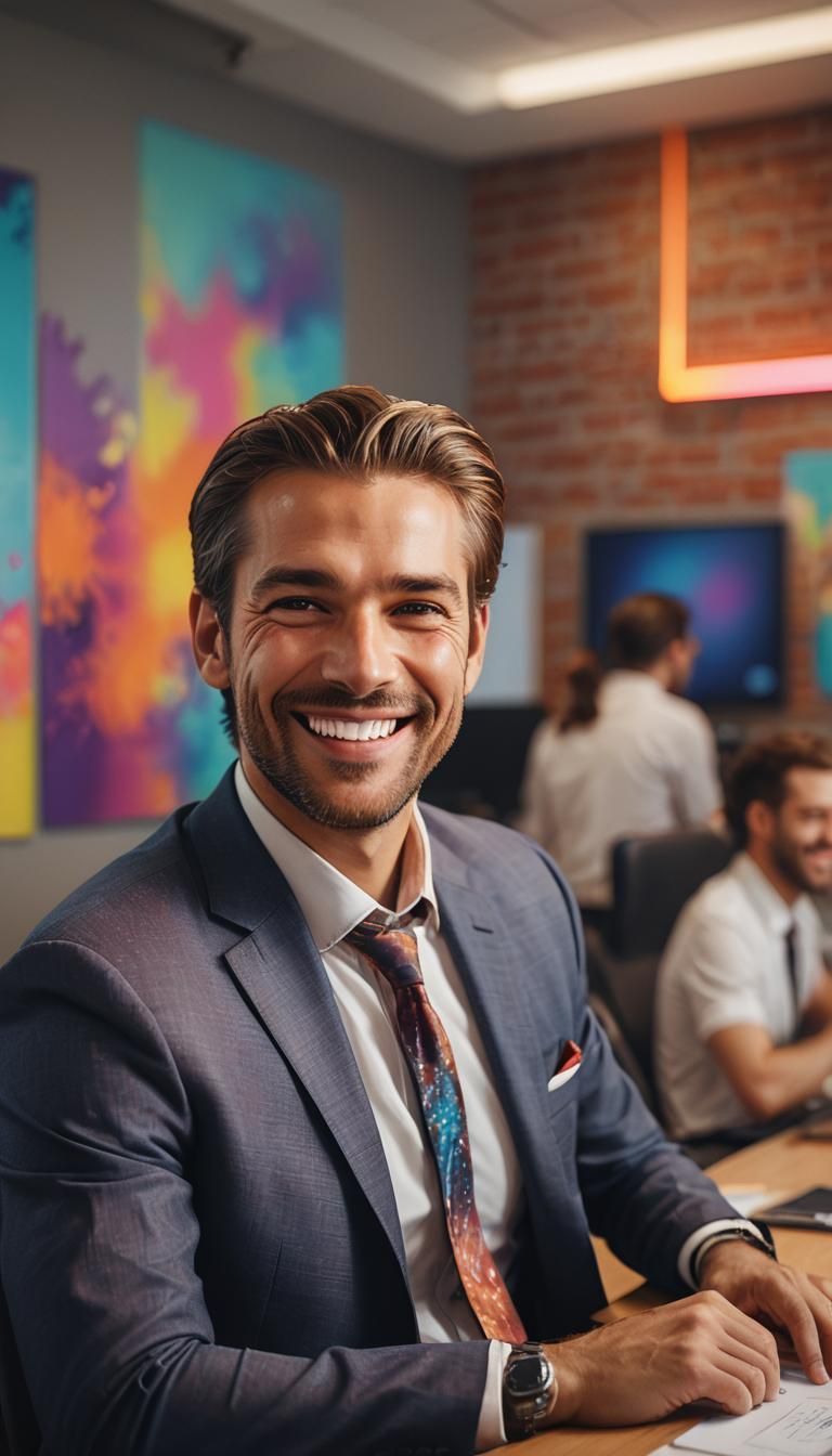 Smiling HR Manager Portrait in Hyper-Realistic Style