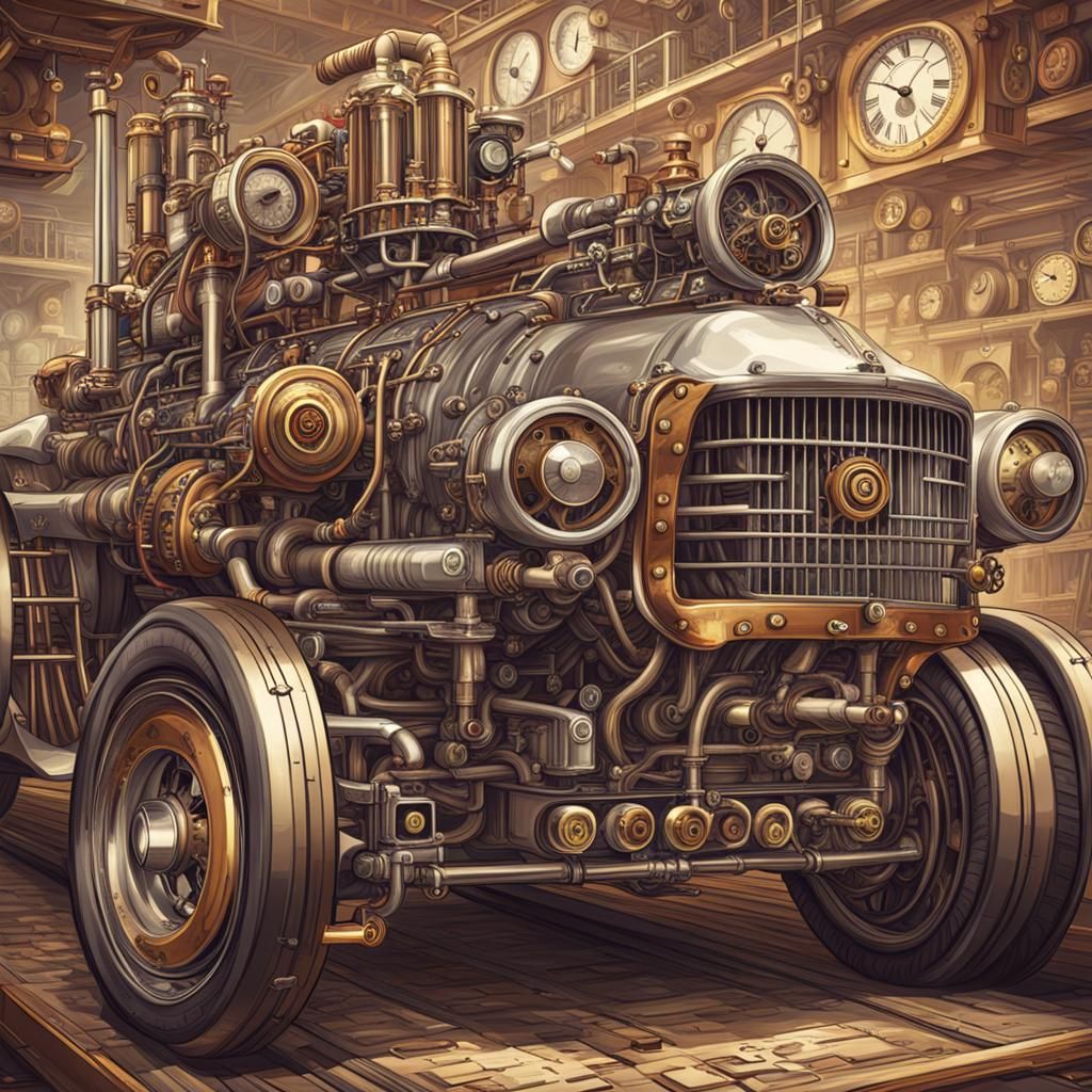 Steampunk Sports Car Racing Scene