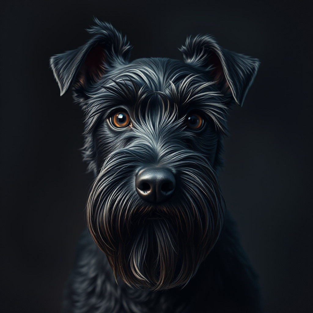 Soulful Black Schnauzer Portrait in Atmospheric Lighting