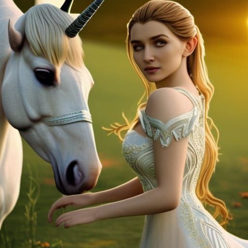 Elvish Goddess and Unicorn in Ultra HD