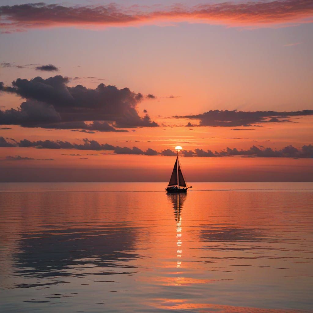 Breezy Sunset at Sea in Vibrant Hues