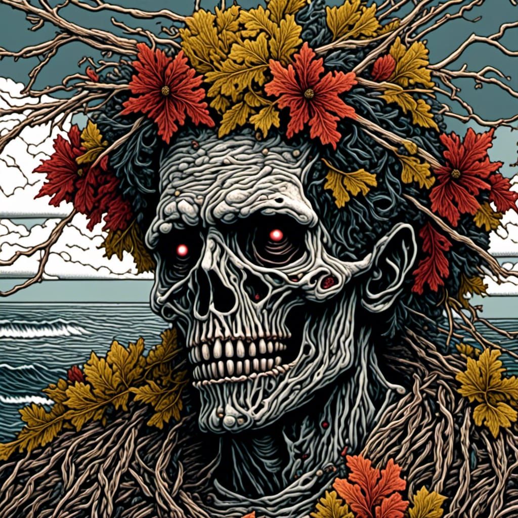 California Zombie in Scratchboard Style