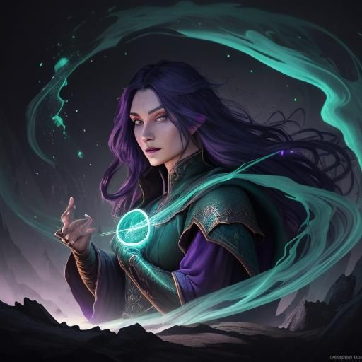 Wizard and Apprentice Mixing Magic Potion, Digital Art