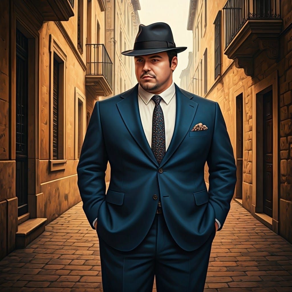 Sophisticated Gentleman Strolling through Charming European...