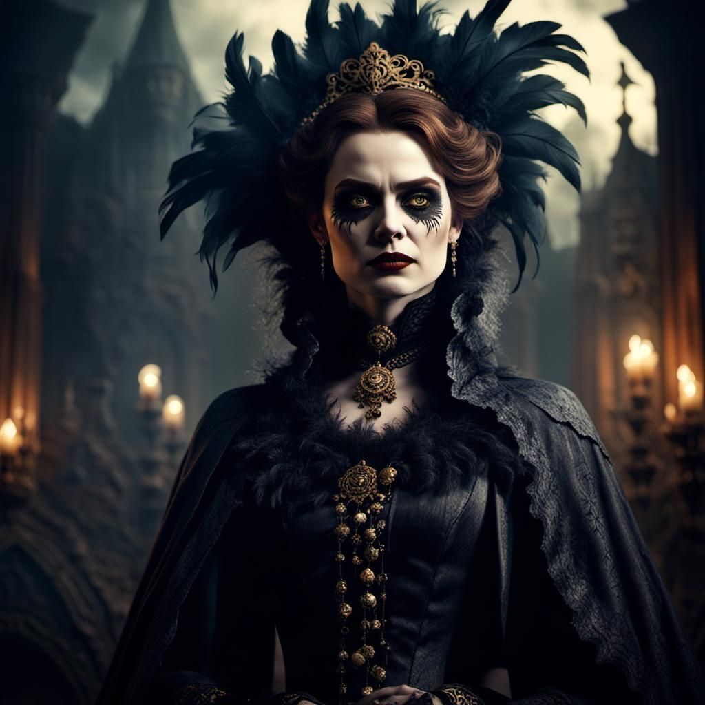 Victorian Mad Actress in Gothic Halloween Fantasy Art