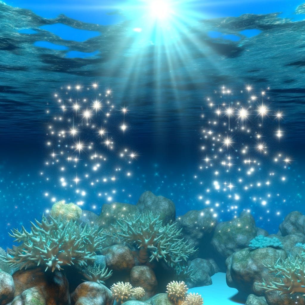 Underwater Corals Bathed in Sparkling Sunlight