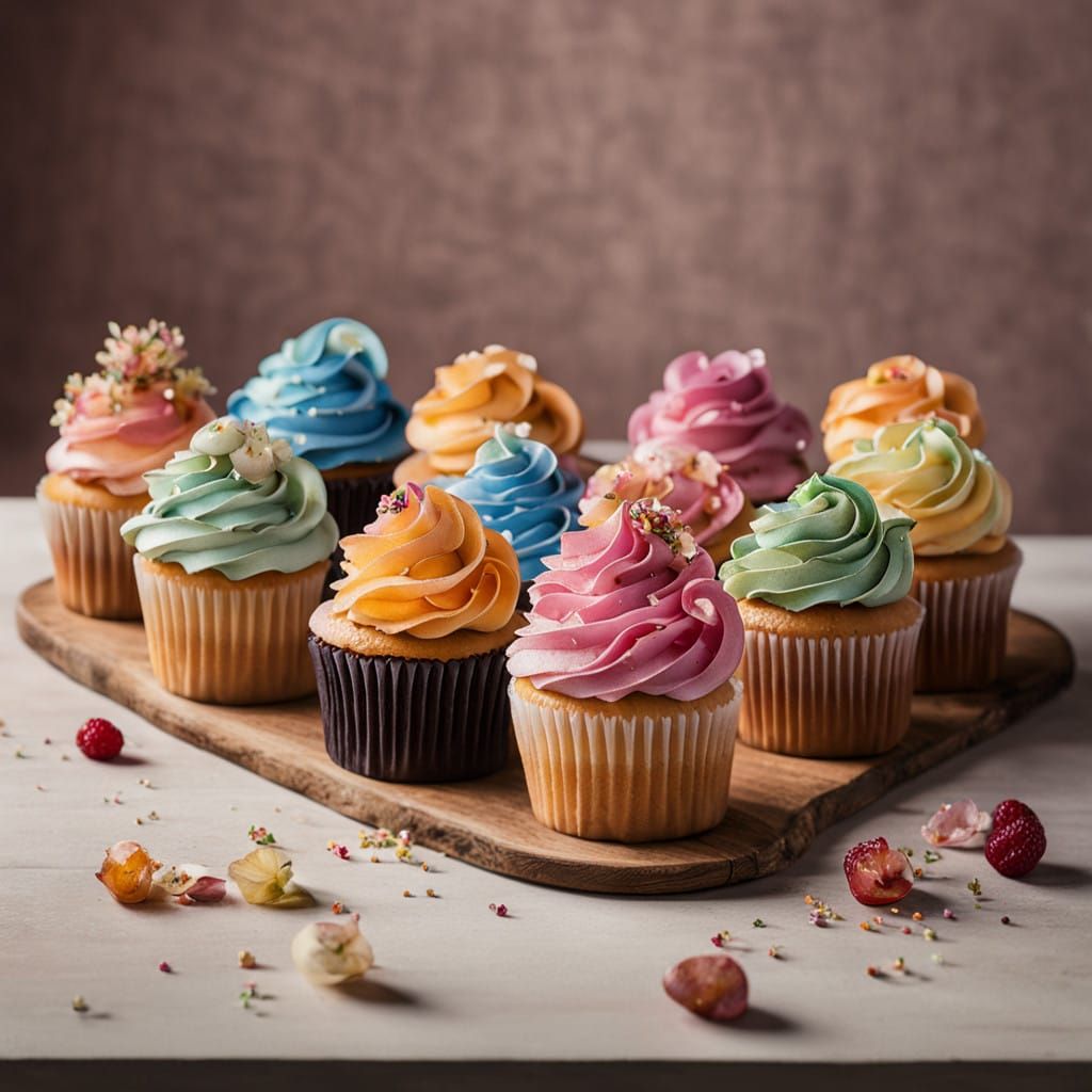 Vibrant Cupcakes in Warm, Natural Light