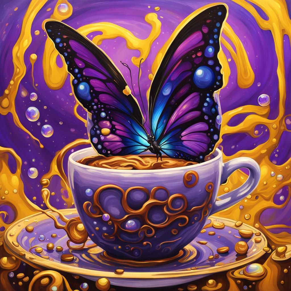 Warped Clock Dripping Coffee: Dark Fantasy Art