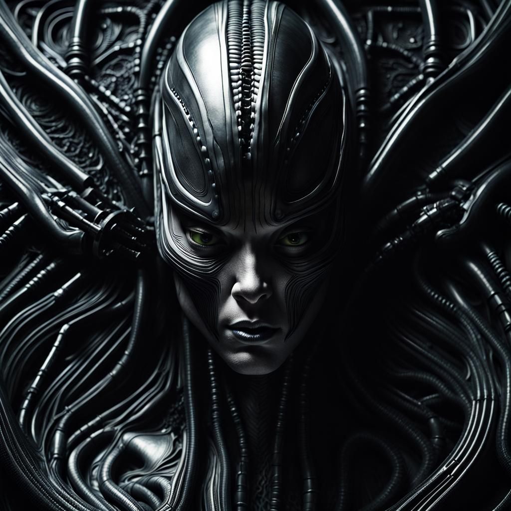Giger-esque Alien Portrait in Hyper Detail