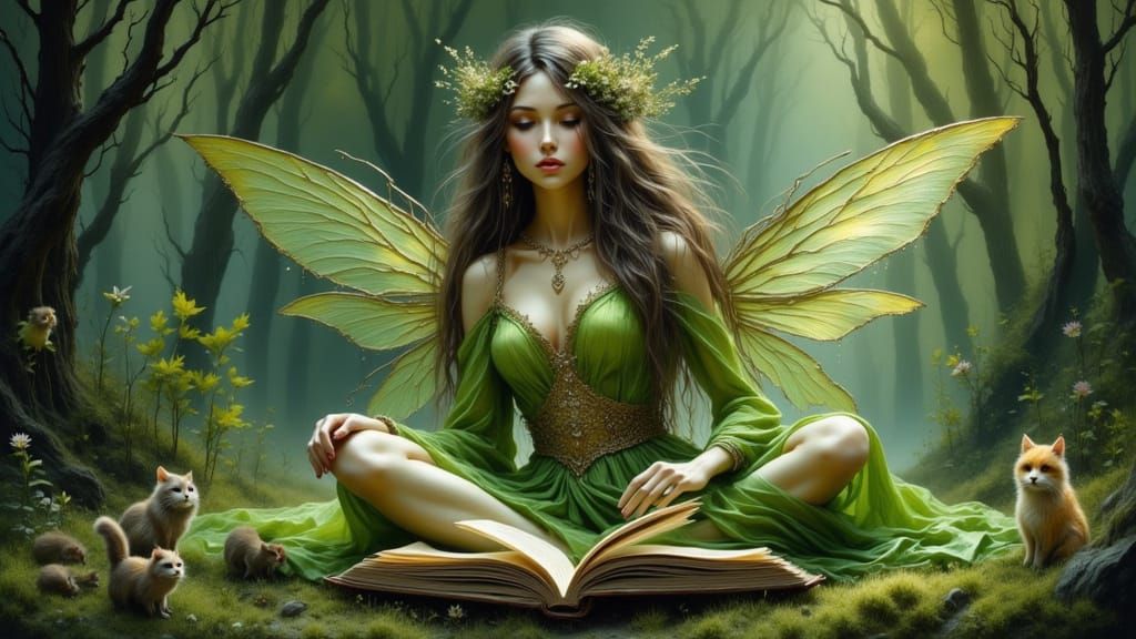 Whimsical Fairy Tale Scene in Enchanted Forest