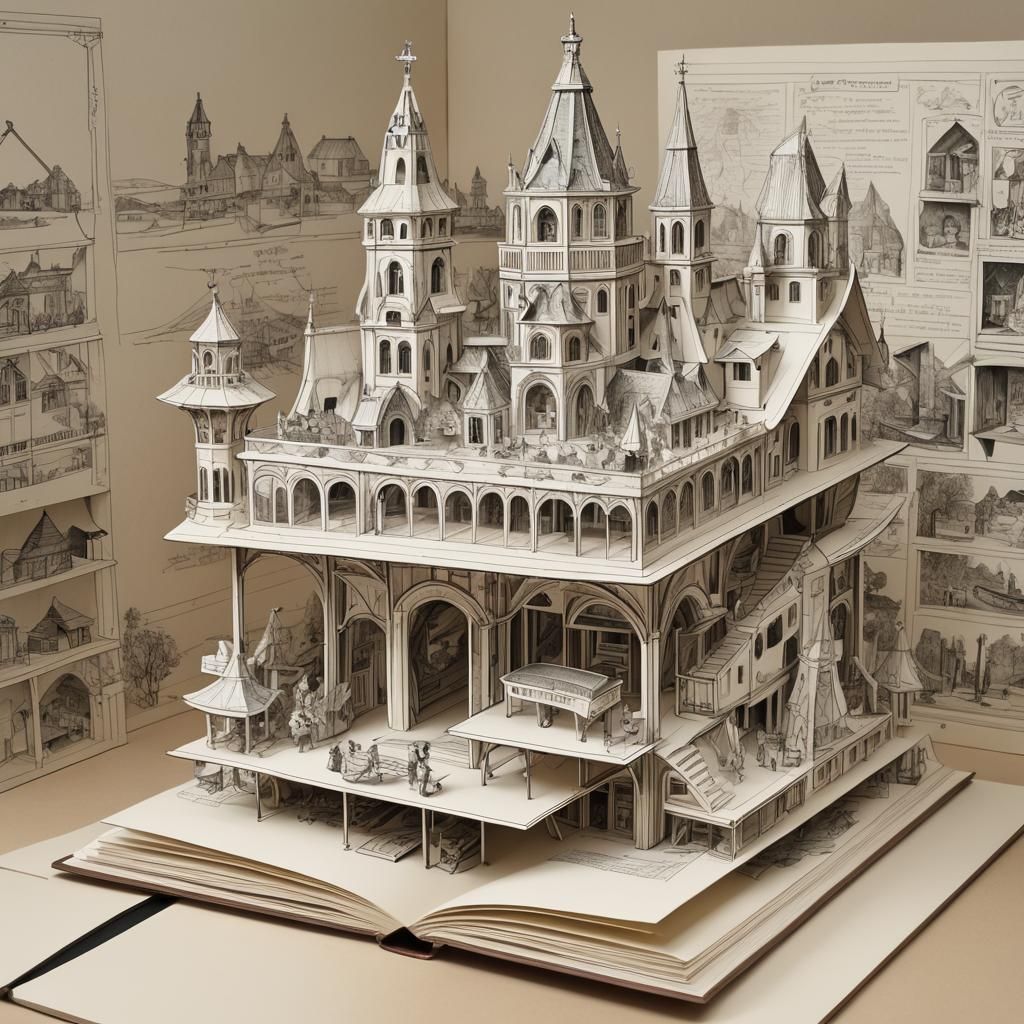 Vintage Pop-Up Book Drawing
