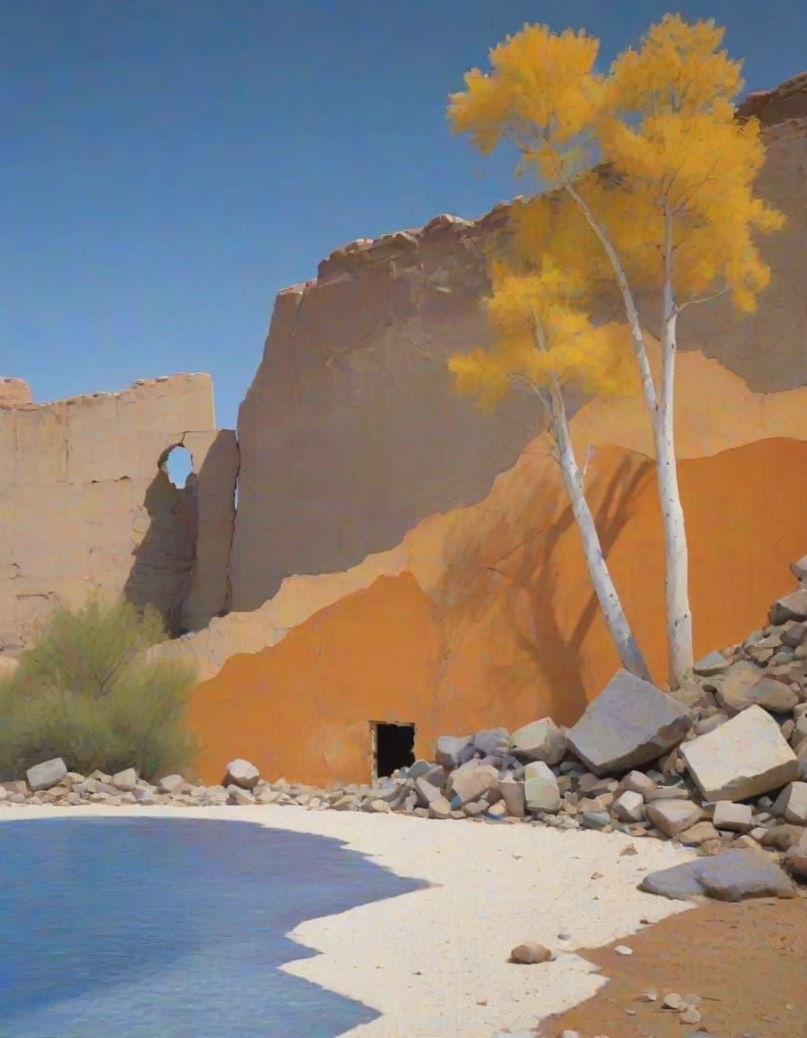 Surreal Abstract Landscape Through Wall Cutout