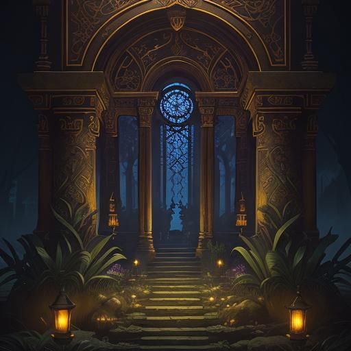Ethereal Temple Sanctuary in Dark Fantasy Style