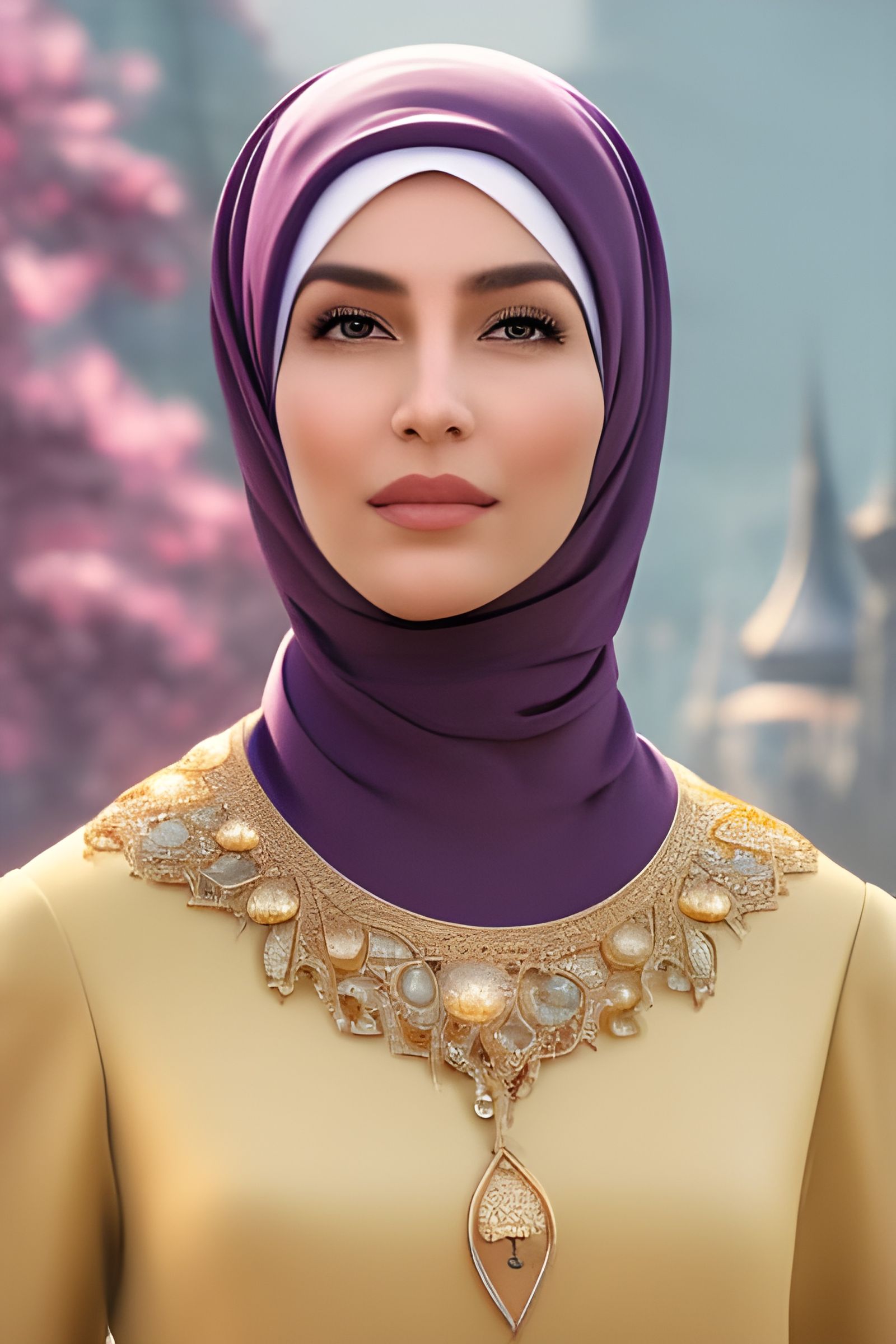 Woman in Hijab and Mask in City Park