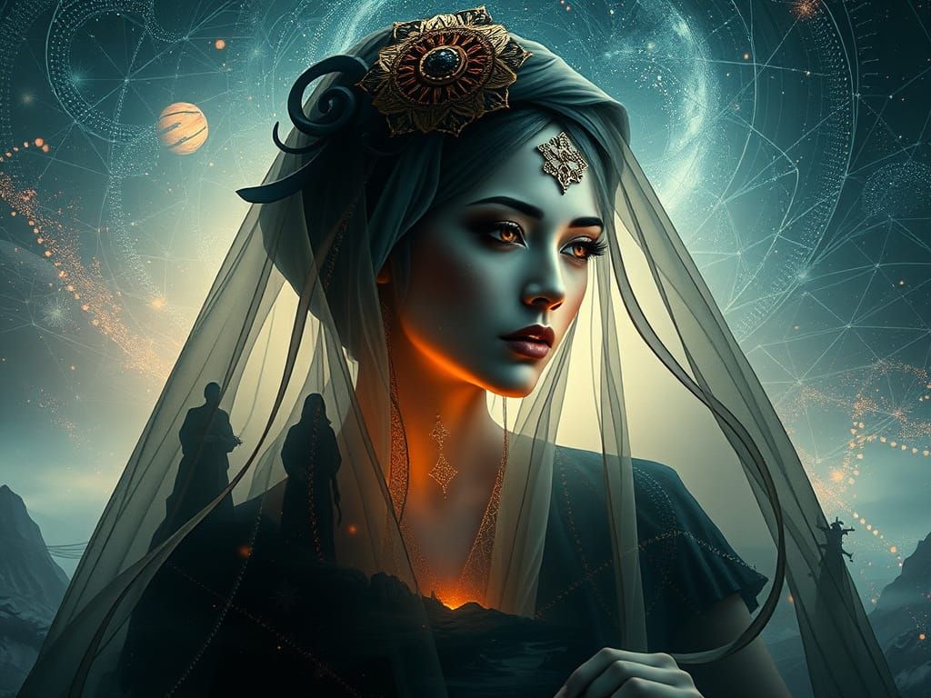 Mystical Queen in Dreamlike Volumetric Lighting with Op Art ...