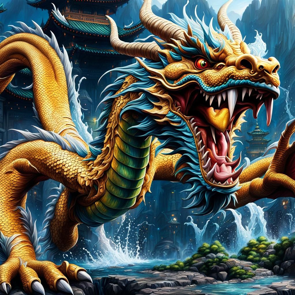 Chinese Dragon Takes Human Form: Acrylic Art