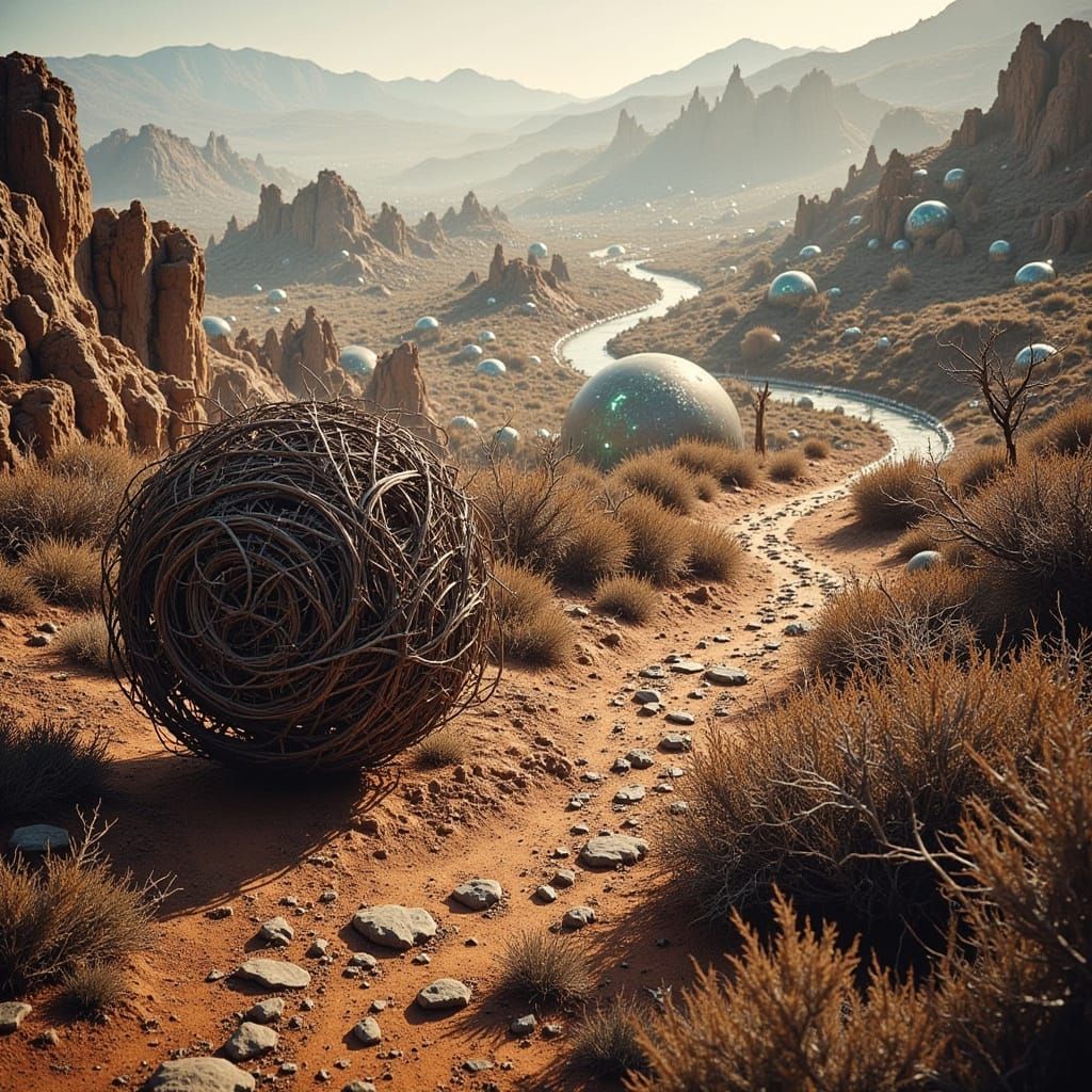 Surreal Desert Oasis Unfurls into Futuristic Cityscape