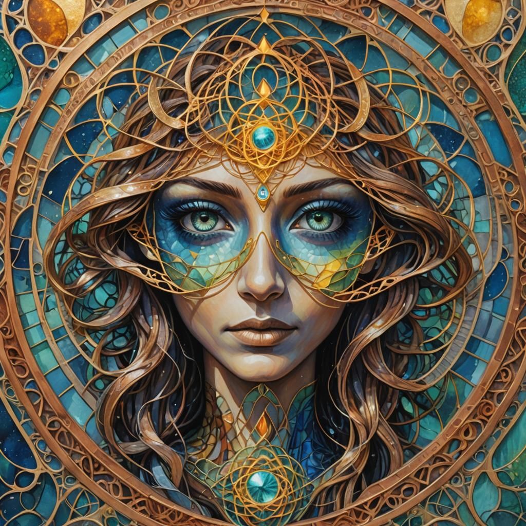Sacred Geometry Splash Art: Woman's Third Eye