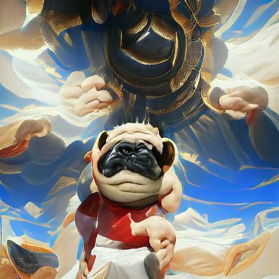 God of Pugs: 3D Rendered Artstation Style