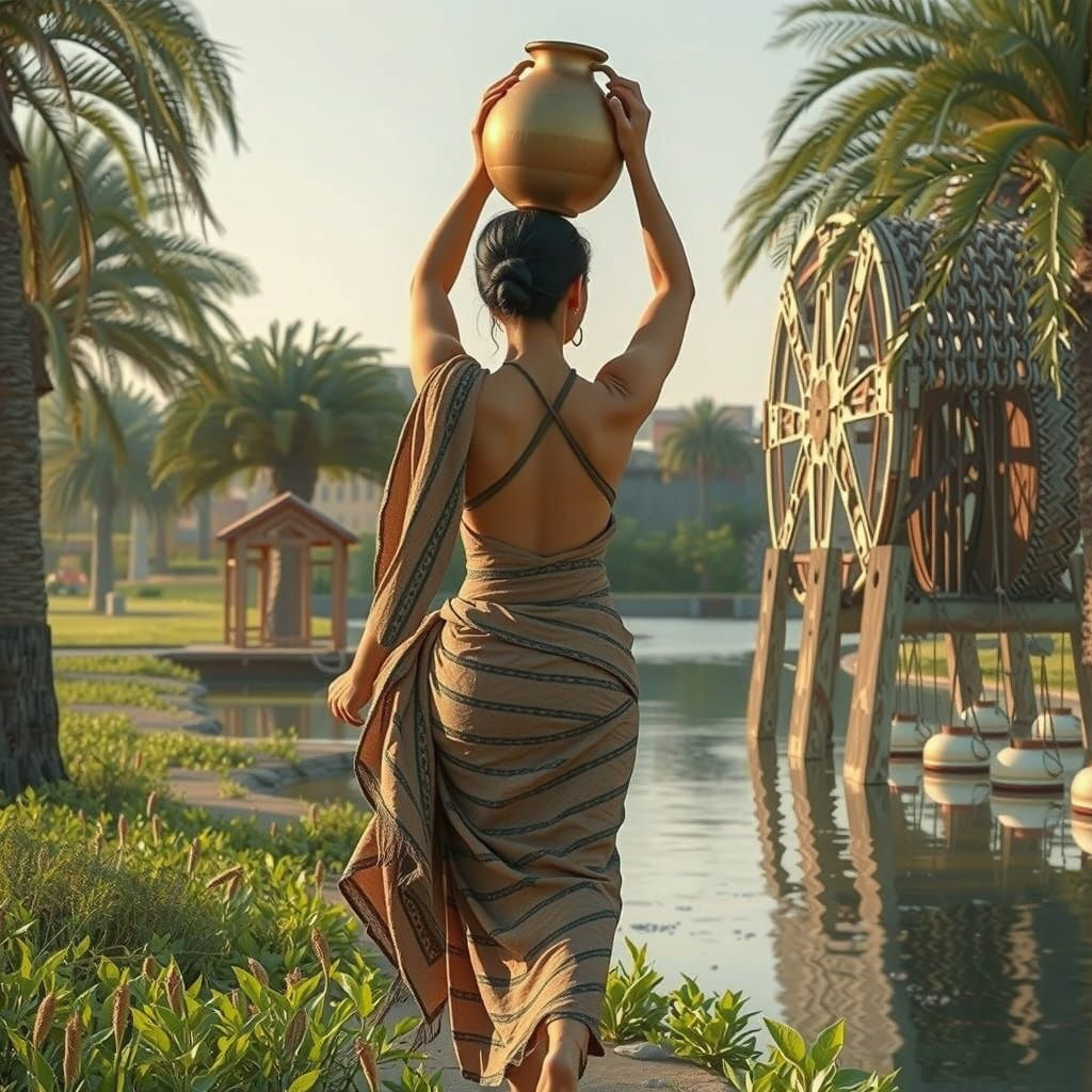 Ancient Babylonian Woman at the River Noria