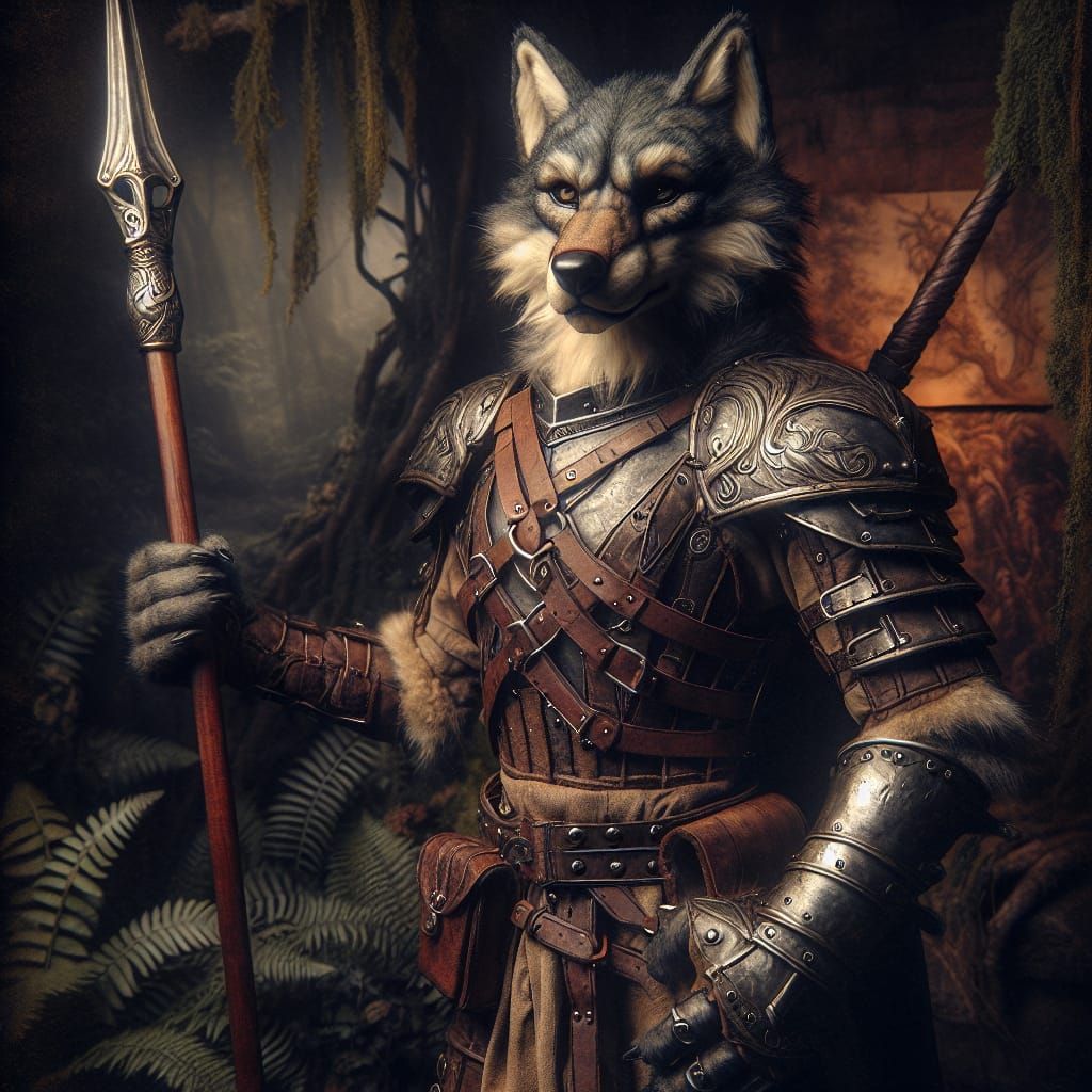 Armored Wolf Warrior in Mystical Realm