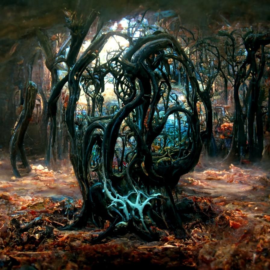 Mythical Dying Forest Gem, Dark Art Painting