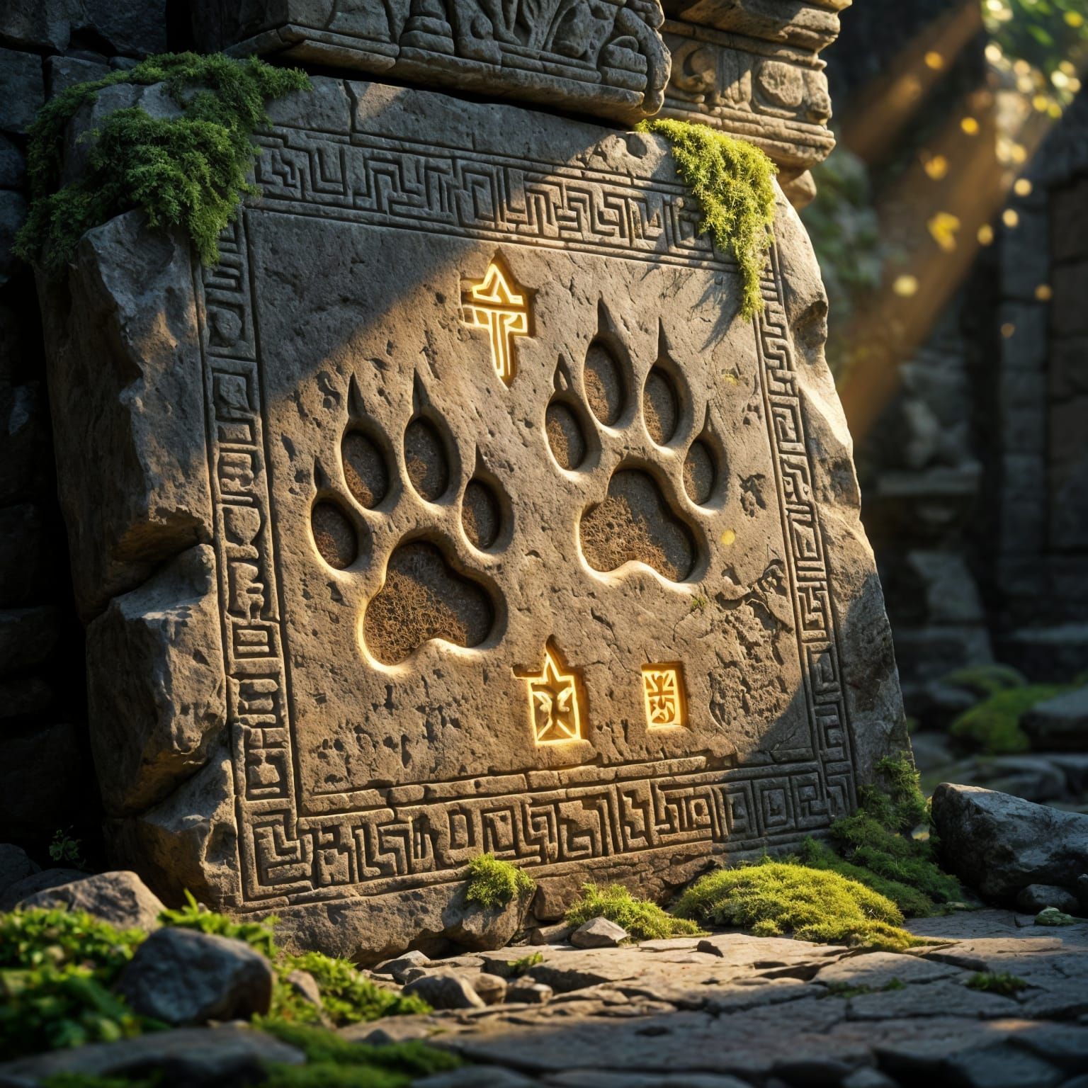 Mythic Realism: Fossilized Pawprints in Ancient Temple