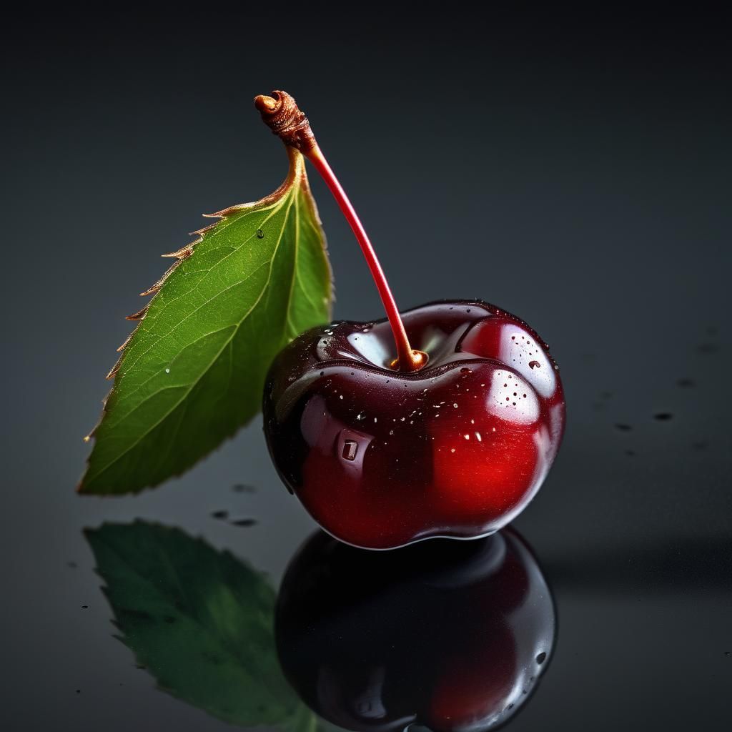 Realistic Close-Up of a Cherry Still Life