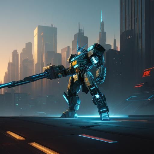 Transformers Take Over City in Cyberpunk Style