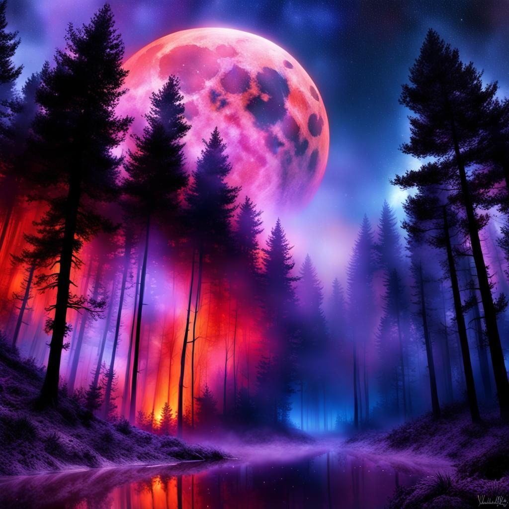 Forest Moon Shines in Mystical Sci-Fi Night