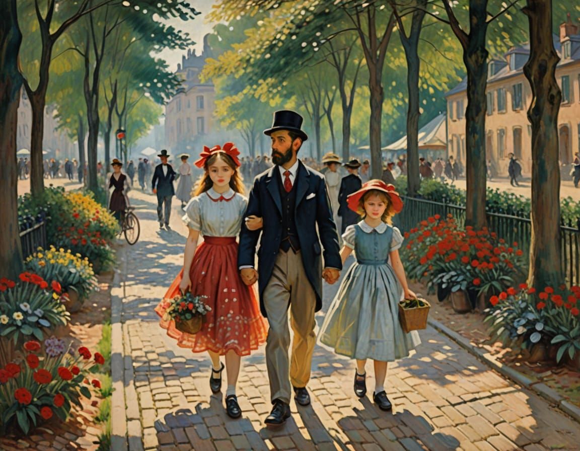 First Day of School: An Impressionist Oil Painting