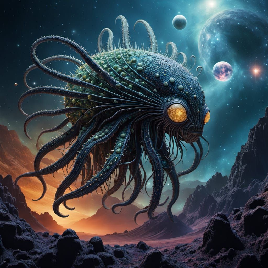 Yog-Sothoth Alien Emerging from Nebula