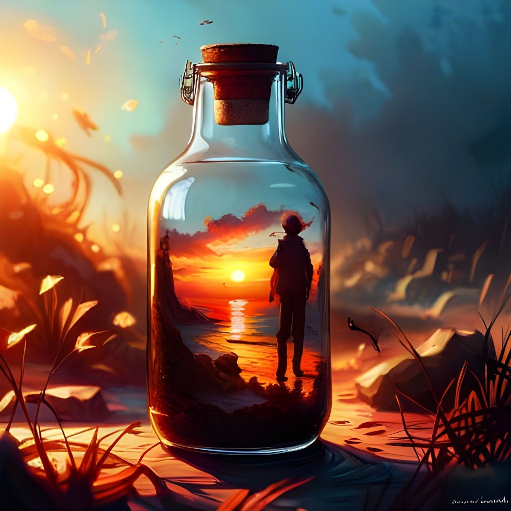 Sunset in a Bottle: Hyperdetailed Fantasy Art