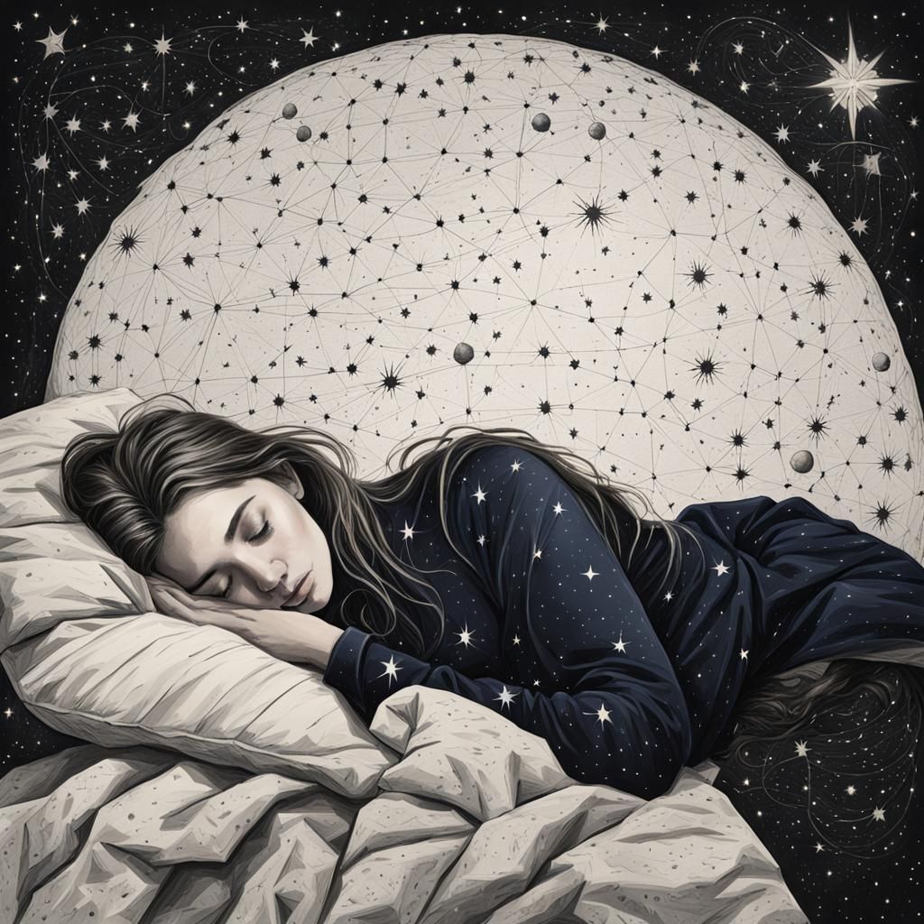Young Woman Sleeping Under Orion Constellation