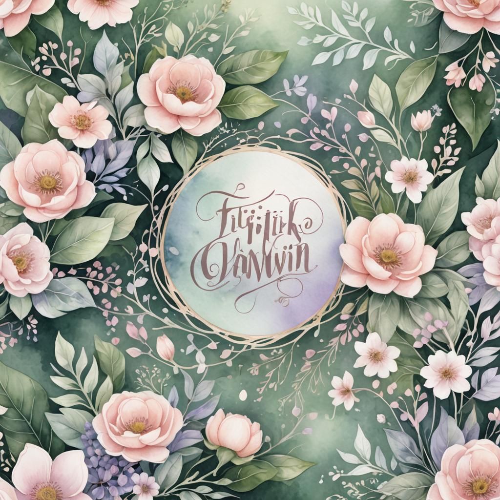 Elegant Floral Logo Design in Watercolor Style