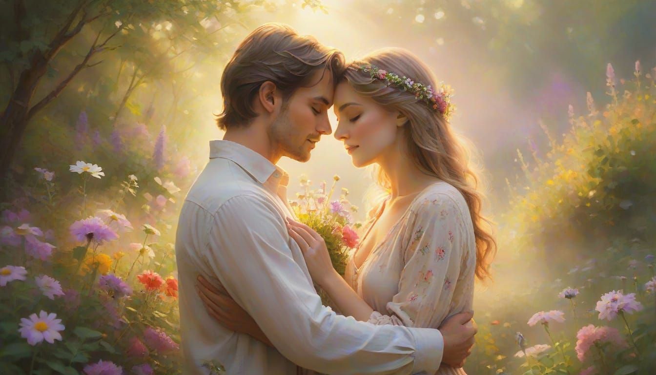 Love Shines Bright in a Serene Garden Scene