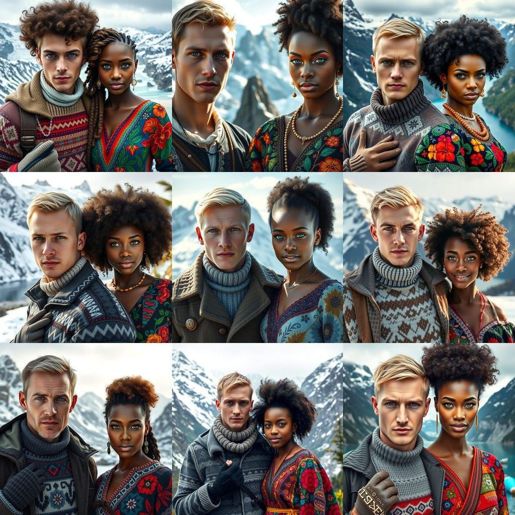 Couple Standing Strong in Winter Landscape