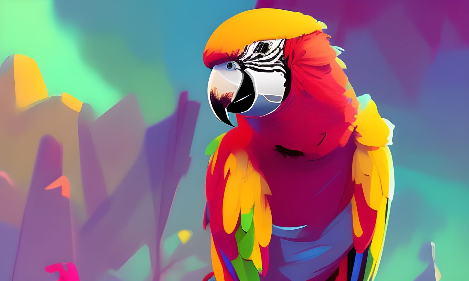 Colorful Parrot in Toga: Digital Art Illustration