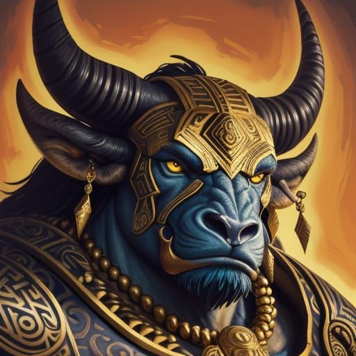 Mythical Minotaur in Graffiti Street Art Style