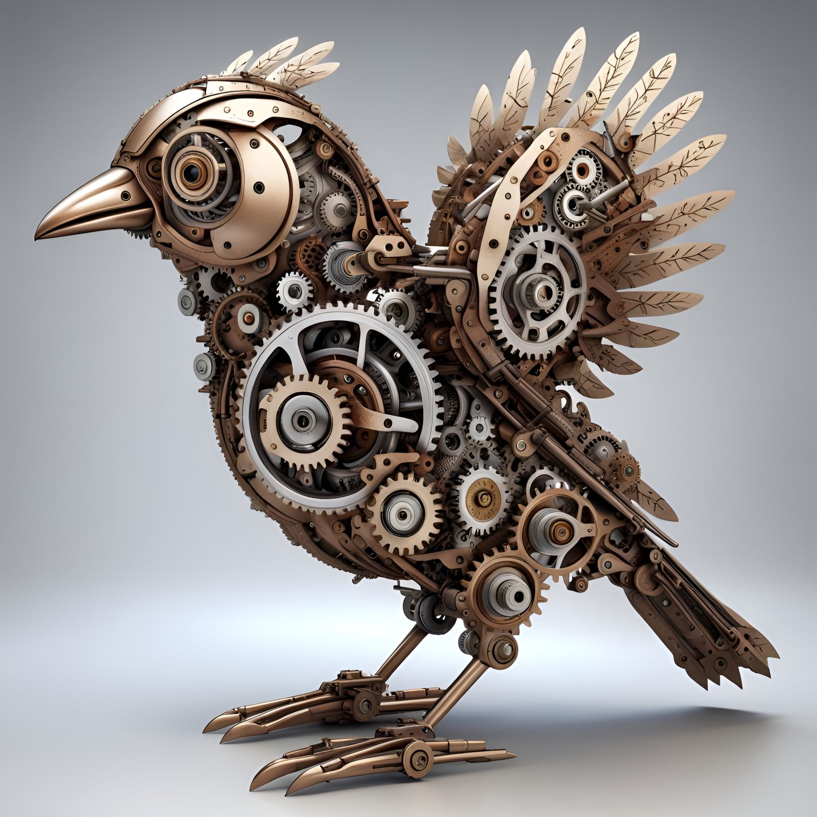 Intricate Mechanical Bird of Cogs and Gears